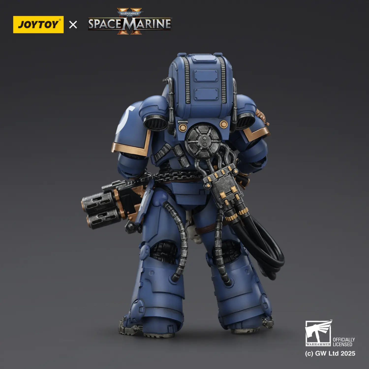 the back of the Action Figure - JOYTOY Ultramarines Heavy Artificer Armor with Relic Multi-Melta 1 18 - Warhammer 40K