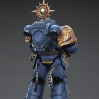 the back of the Action Figure - JOYTOY Ultramarines Heavy Relic Primus Armor with Heavy Relic Bolt Rifle 1 18 - Warhammer 40K rectangle image