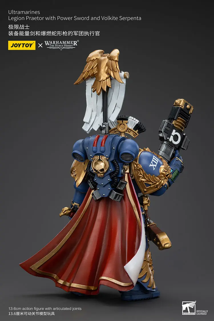 the back of the Action Figure - JOYTOY Ultramarines Legion Praetor with Power Sword and Volkite Serpenta 1 18 - Warhammer The Horus Heresy rectangle image