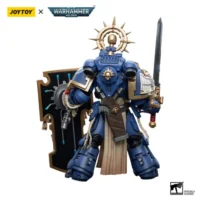 the back of the Action Figure - JOYTOY Ultramarines Primaris Captain with Relic Shield and Power Sword 1 18 - Warhammer 40K in white background the back of the Action Figure - JOYTOY Ultramarines Primaris Captain with Relic Shield and Power Sword 1 18 - Warhammer 40K in white background