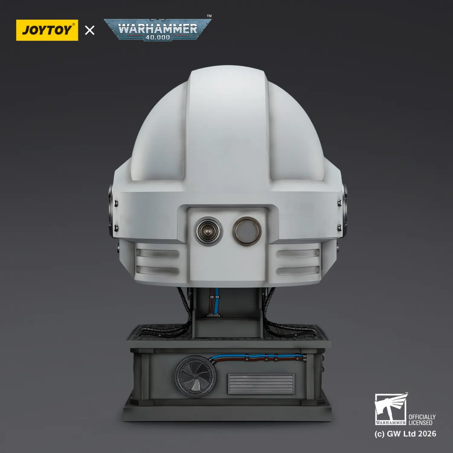 the back of the Action Figure - JOYTOY White Scars MkX Helmet & Display Stand 1 1 Life-Size Replica - Warhammer 40K the back of the Action Figure - JOYTOY White Scars MkX Helmet & Display Stand 1 1 Life-Size Replica - Warhammer 40K