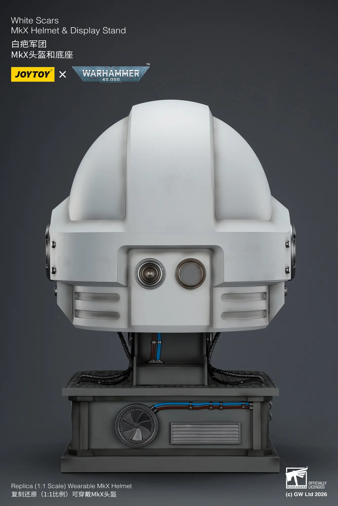 the back of the Action Figure - JOYTOY White Scars MkX Helmet & Display Stand 1 1 Life-Size Replica - Warhammer 40K rentangle image 19 the back of the Action Figure - JOYTOY White Scars MkX Helmet & Display Stand 1 1 Life-Size Replica - Warhammer 40K rentangle image 19
