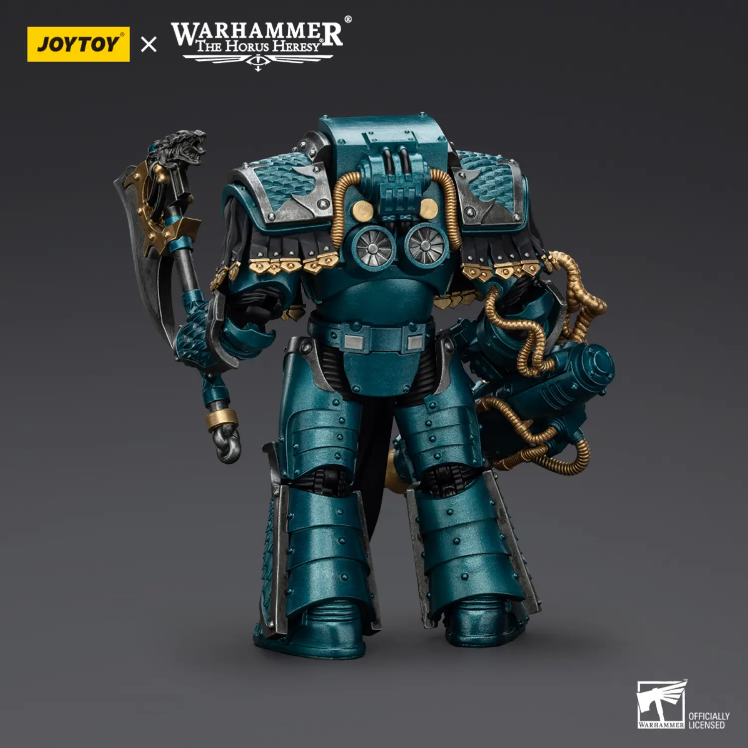 the back of the Action Figure - JoyToy Alpha Legion Lernaean Terminator with Conversion Beam Cannon 1 18 - Warhammer The Horus Heresy