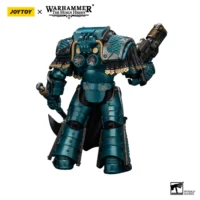 the back of the Action Figure - JoyToy Alpha Legion Lernaean Terminator with Volkite Charger 1 18 - Warhammer The Horus Heresy in white background the back of the Action Figure - JoyToy Alpha Legion Lernaean Terminator with Volkite Charger 1 18 - Warhammer The Horus Heresy in white background