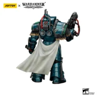 the back of the Action Figure - JoyToy Alpha Legion Praetor in Cataphractii Terminator Armour 1 18 - Warhammer The Horus Heresy in white background