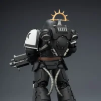 the back of the Action Figure - JoyToy Game Edition Black Templars Heavy Intercessor with Heavy Bolt Rifle and Bolt Pistol 1 18 - Warhammer 40K Space Marine 2 rectangle image