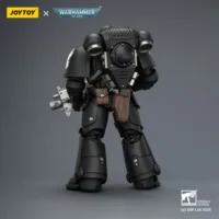 the back of the Action Figure - JoyToy Iron Hands Intercessor with Bolt Rifle, Bolt Pistol and Chainsword 1 18 - Warhammer 40K