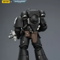 the back of the Action Figure - JoyToy Iron Hands Intercessor with Bolt Rifle, Bolt Pistol and Chainsword 1 18 - Warhammer 40K rectangle image