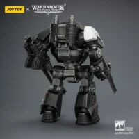 the back of the Action Figure - JoyToy Raven Guard Contemptor Dreadnought with Gravis Autocannon and Chainfist 1 18 - Warhammer The Horus Heresy