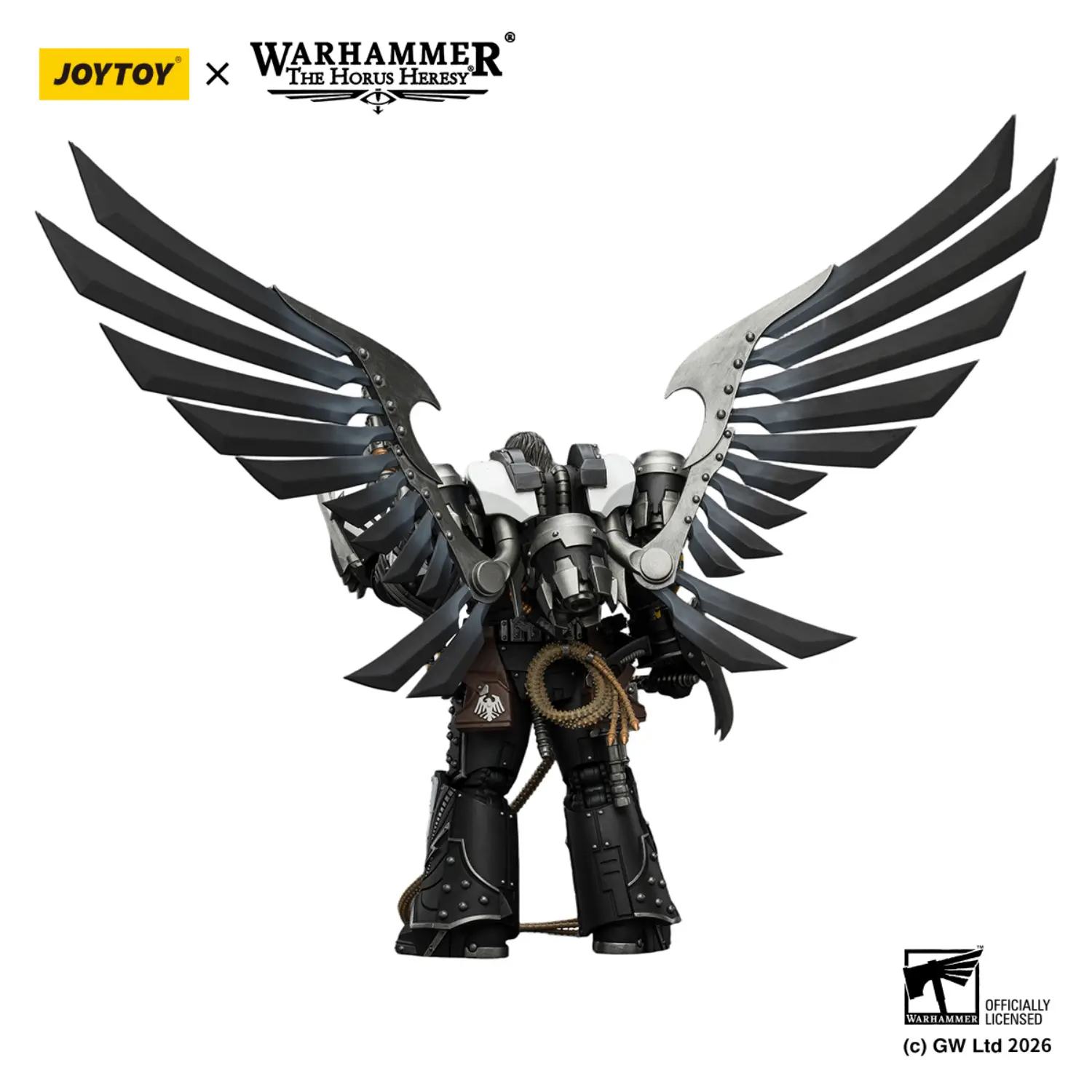 the back of the Action Figure - JoyToy Raven Guard Corvus Corax, Primarch of the XIX Legion 1 18 (with artificer-crafted lightni (4)
