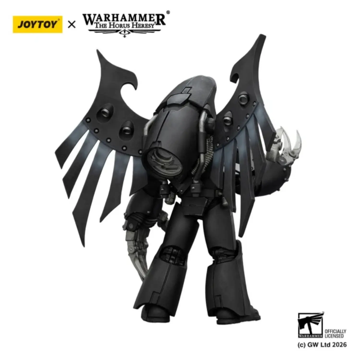 the back of the Action Figure - JoyToy Raven Guard Dark Fury with Lightning Claws 1 18 - Warhammer The Horus Heresy in white background