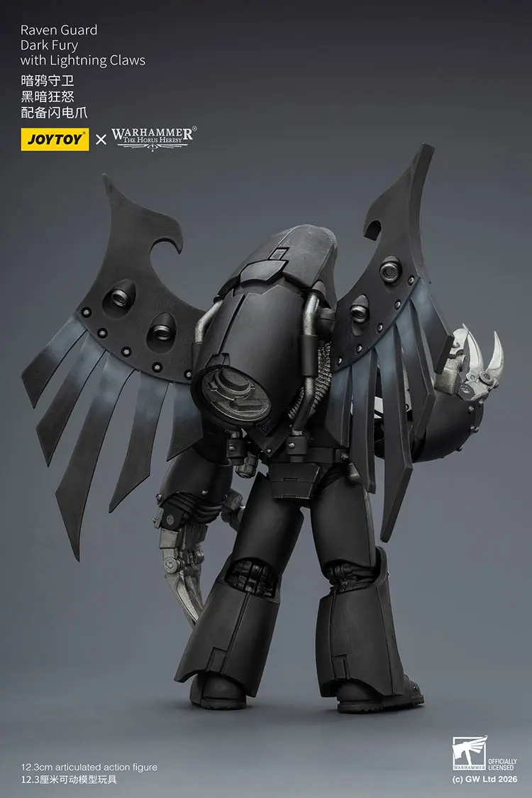 the back of the Action Figure - JoyToy Raven Guard Dark Fury with Lightning Claws 1 18 - Warhammer The Horus Heresy rectangle image