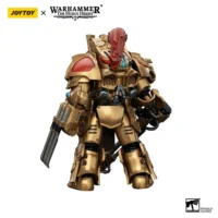 the back of the Action Figure - JoyToy Scale Legio Custodes Aquilon Terminator with Infernus Firepike 1 18 - Warhammer The Horus Heresy in white background
