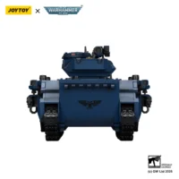 the back of the Action Figure - JoyToy Ultramarines Predator Destructor Tank with Turret-mounted Autocannon and Sponson-mounted Heavy Bolters 1 18 - Warhammer 40K Vehicle in white background