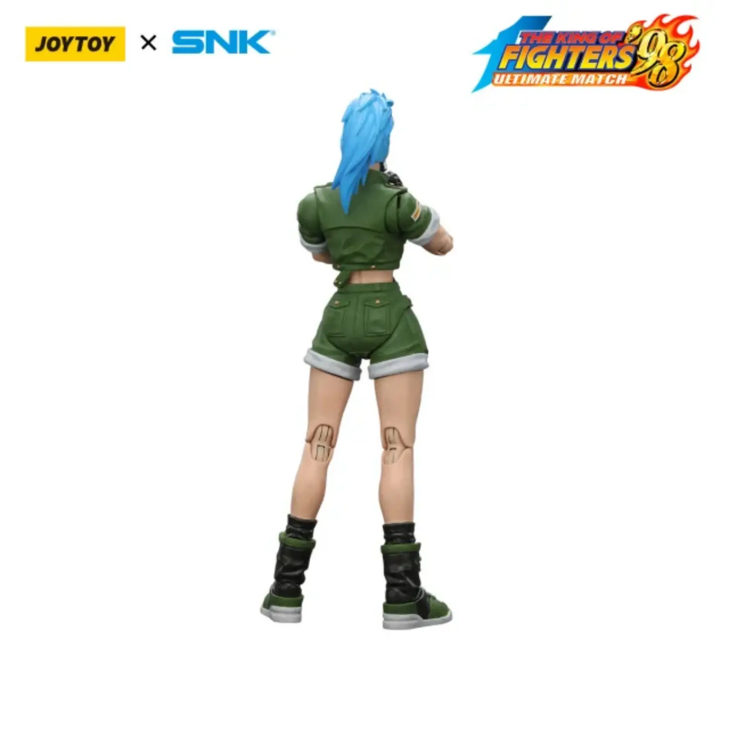 the back of the Action Figure - Leona Heidern KOF _98 UM Ikari Warriors Team SNK 1 18 - JOYTOY The King of Fighters in white background
