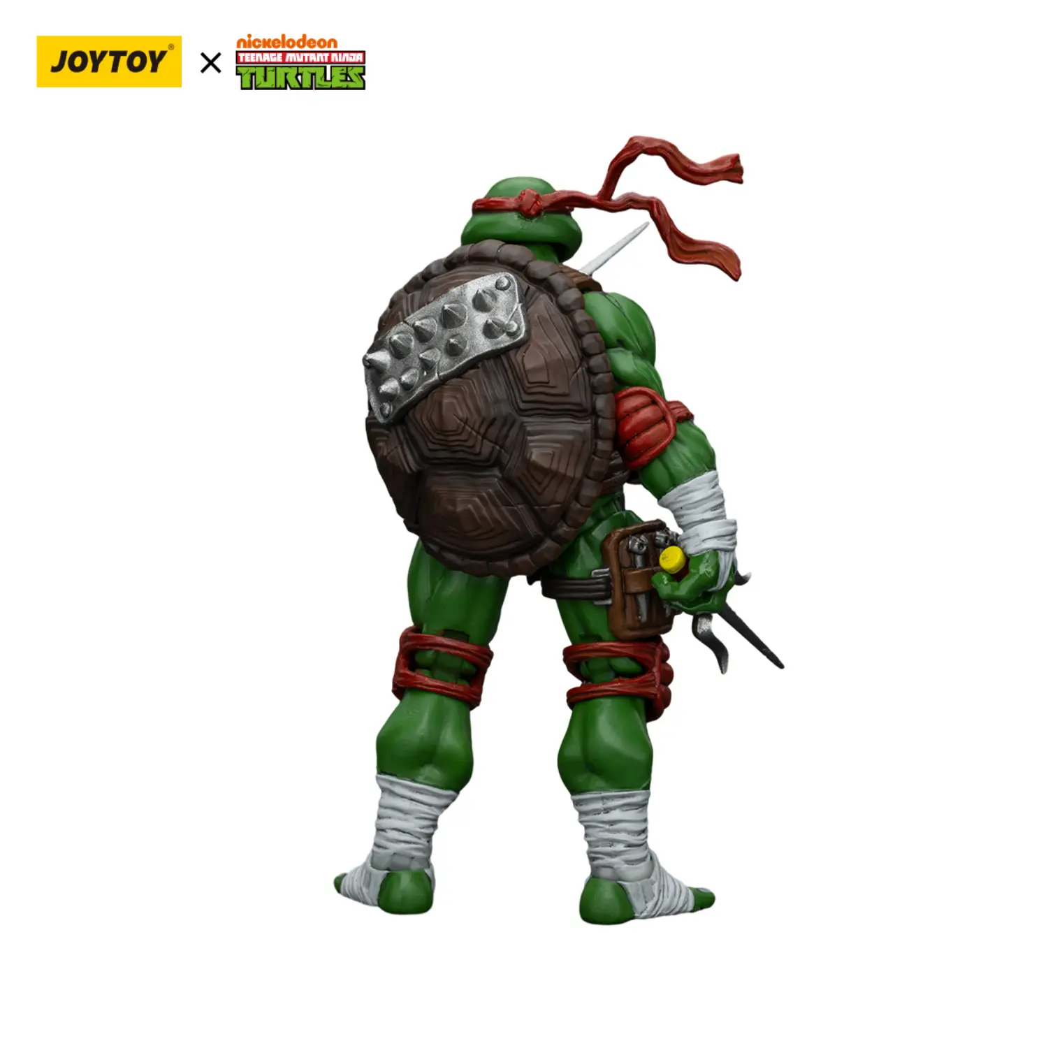 the back of the Action Figure - Raphael TMNT Nickelodeon 1 18 - JOYTOY Teenage Mutant Ninja Turtles in white background the back of the Action Figure - Raphael TMNT Nickelodeon 1 18 - JOYTOY Teenage Mutant Ninja Turtles in white background