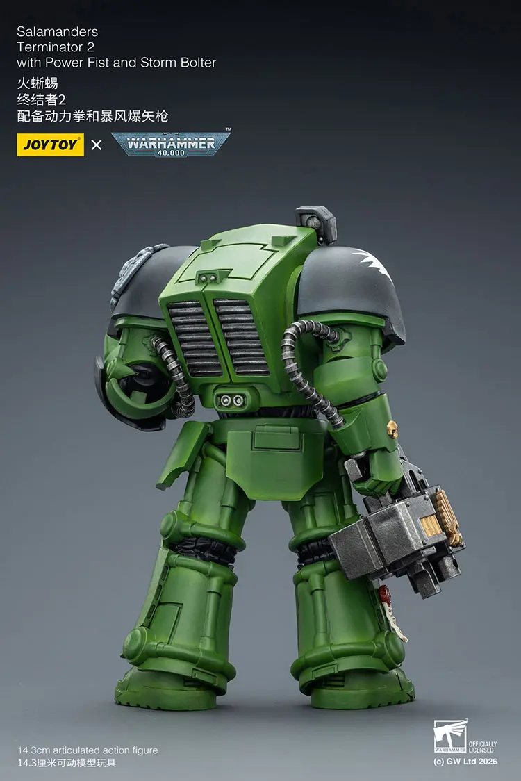 the back of the Action Figure - Salamanders Terminator 2 with Power Fist and Storm Bolter 1 18 - JOYTOY Warhammer 40K rectangle image the back of the Action Figure - Salamanders Terminator 2 with Power Fist and Storm Bolter 1 18 - JOYTOY Warhammer 40K rectangle image