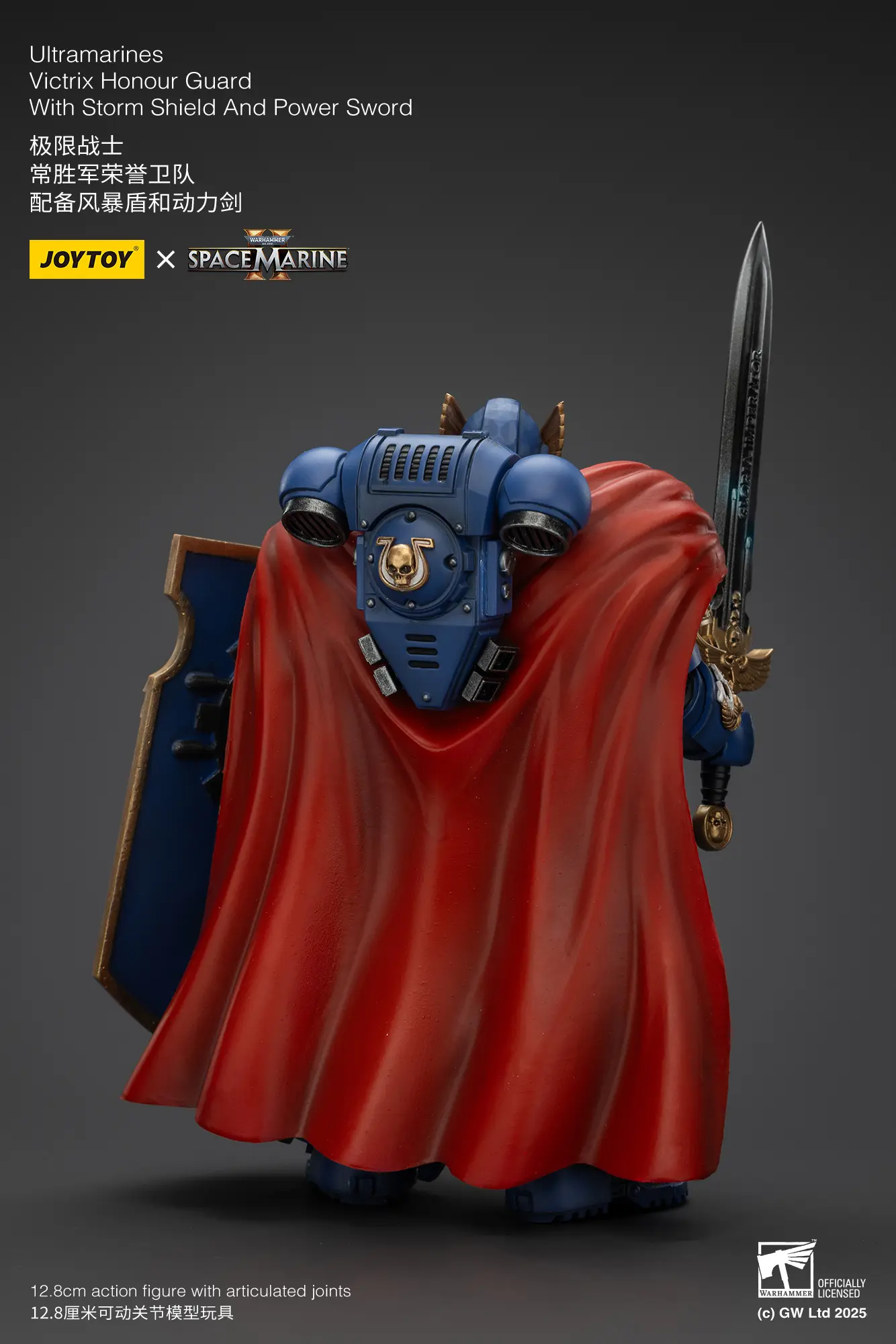 The Back Of The Action Figure Ultramarines Victrix Honour Guard With Storm Shield And Power Sword 1 18 Joytoy Warhammer 40k Rectangle Image