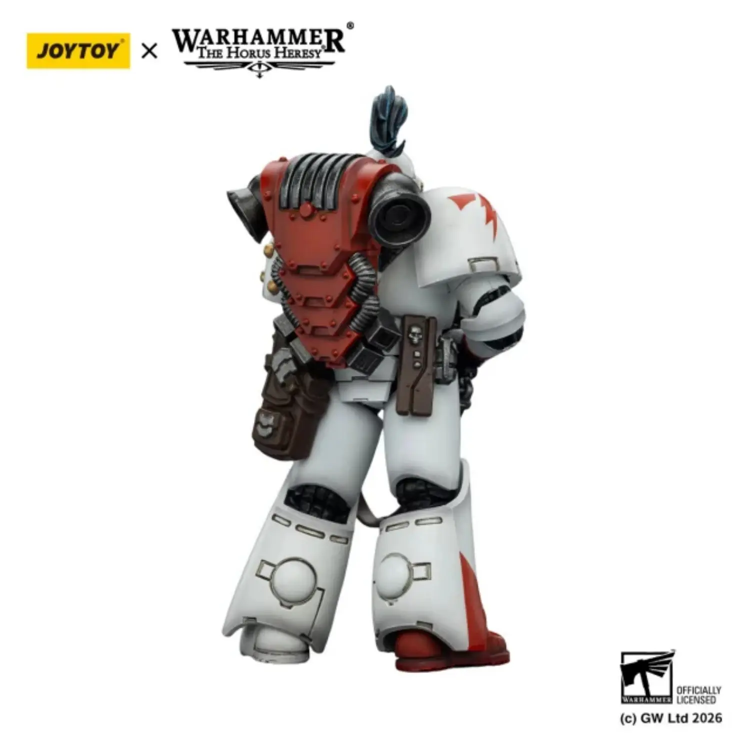 the back of the Action Figure – JoyToy White Scars MKVI Tactical Legionary 1 18 – Warhammer The Horus Heresy in white background the back of the Action Figure – JoyToy White Scars MKVI Tactical Legionary 1 18 – Warhammer The Horus Heresy in white background