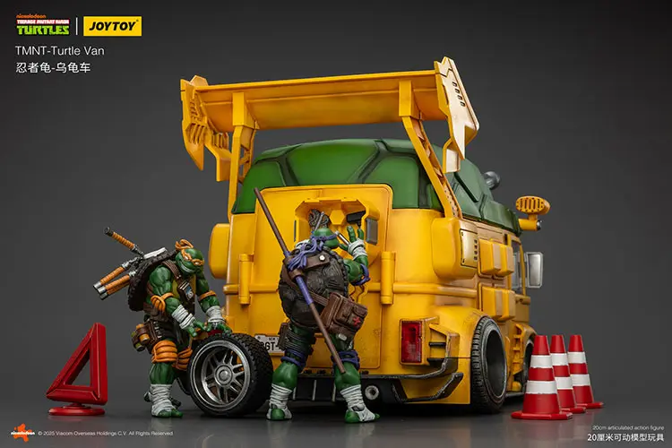 The Back Of The Vehicle Model Turtle Van (party Wagon) With Ninja Turtles Tmnt Nickelodeon 1 18 Joytoy Teenage Mutant Ninja Turtles Rectangle Image