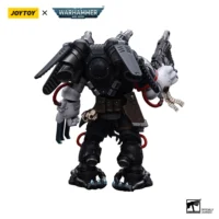 the bakc of the Action Figure - JOYTOY Raven Guard Chapter Master Kayvaan Shrike 1 18 - Warhammer 40K in white background