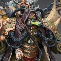 The Details Of Action Figure Chaos Space Marines Death Guard Mortarion, Daemon Primarch Of Nurgle With Ancient Weapons 'the Lantern' And 'silence' 1 18 Joytoy Warhammer 40k Rectangle Image 9