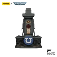 The Display Stand Of The Action Figure Joytoy Ultramarines Captain Mkx Helmet & Display Stand 1 1 Life Size Replica Warhammer 40k In White Background