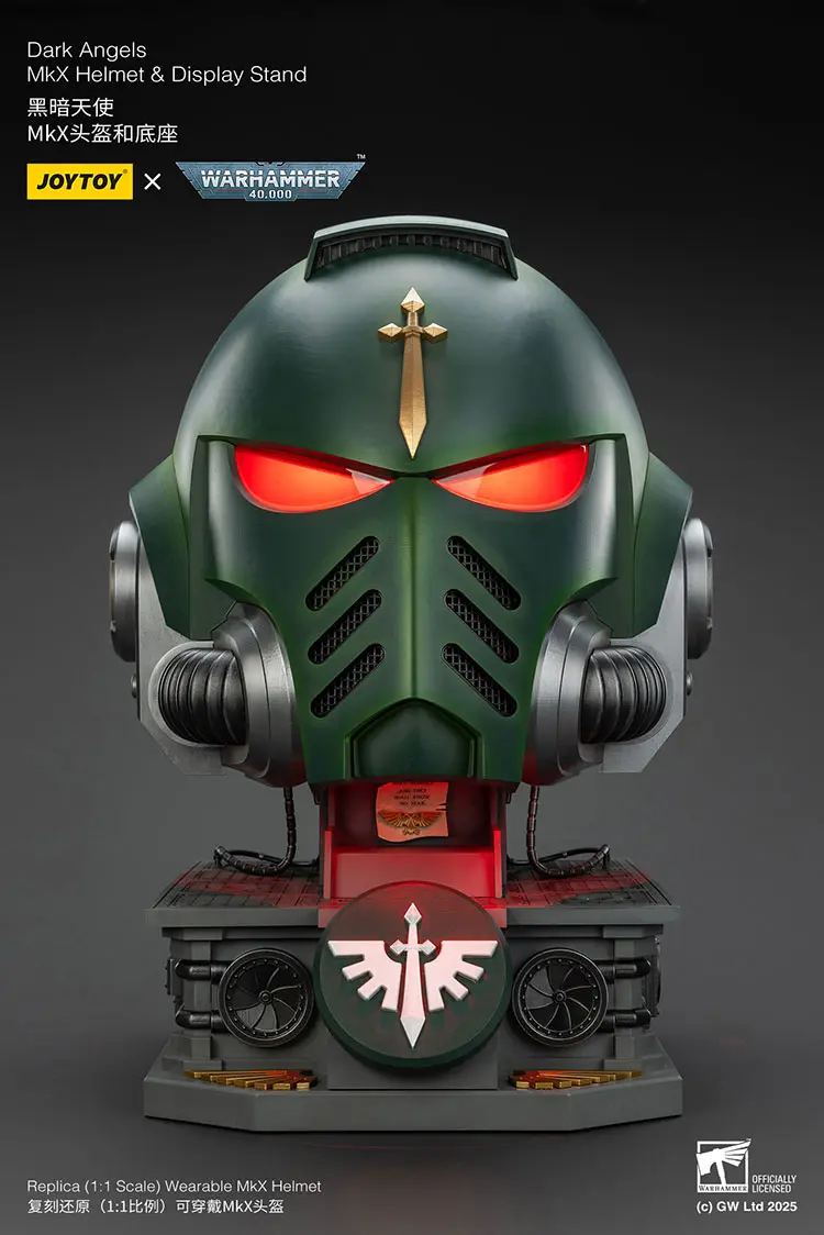 the front of Action Figure Helmet - Dark Angels MkX 1 1 Life-Size Wearable Replica with red lighting and Display Stand - JOYTOY Warhammer 40K rectangle image The Front Of Action Figure Helmet Dark Angels Mkx 1 1 Life Size Wearable Replica With Red Lighting And Display Stand Joytoy Warhammer 40k Rectangle Image