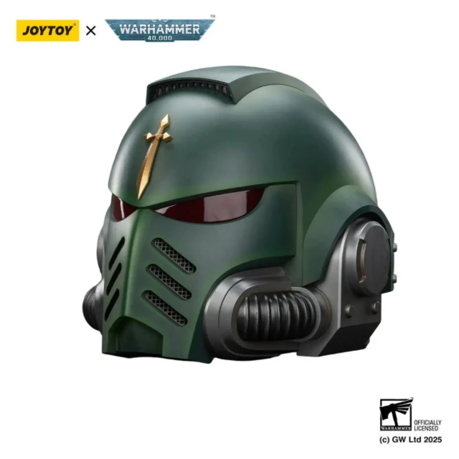 the left front of Action Figure Helmet - Dark Angels MkX 1 1 Life-Size Wearable Replica - JOYTOY Warhammer 40K in white background The Left Front Of Action Figure Helmet Dark Angels Mkx 1 1 Life Size Wearable Replica Joytoy Warhammer 40k In White Background