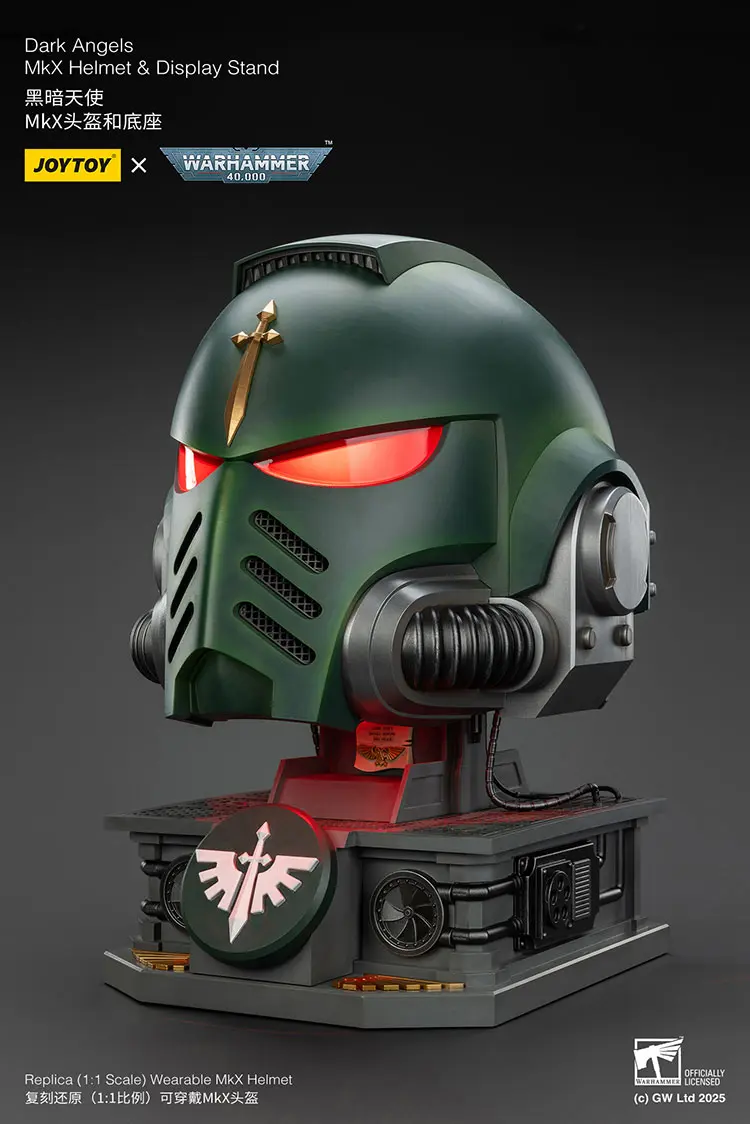 the left front of Action Figure Helmet - Dark Angels MkX 1 1 Life-Size Wearable Replica with red lighting and Display Stand - JOYTOY Warhammer 40K rectangle image The Left Front Of Action Figure Helmet Dark Angels Mkx 1 1 Life Size Wearable Replica With Red Lighting And Display Stand Joytoy Warhammer 40k Rectangle Image