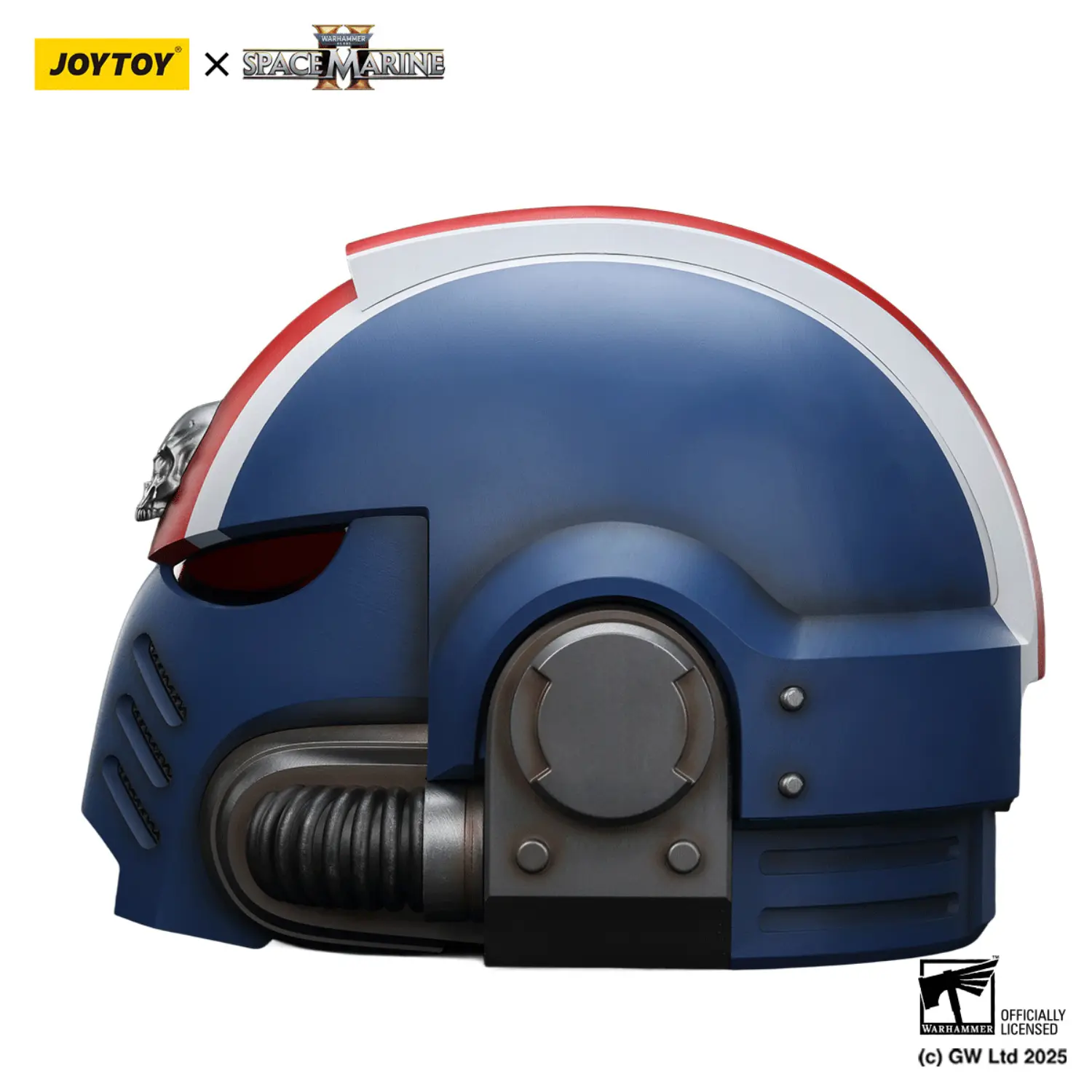 the left of Action Figure Helmet - Ultramarines Lieutenant Titus MkX 1 1 Life-Size Wearable Replica - JOYTOY Warhammer 40K in white background The Left Of Action Figure Helmet Ultramarines Lieutenant Titus Mkx 1 1 Life Size Wearable Replica Joytoy Warhammer 40k In White Background