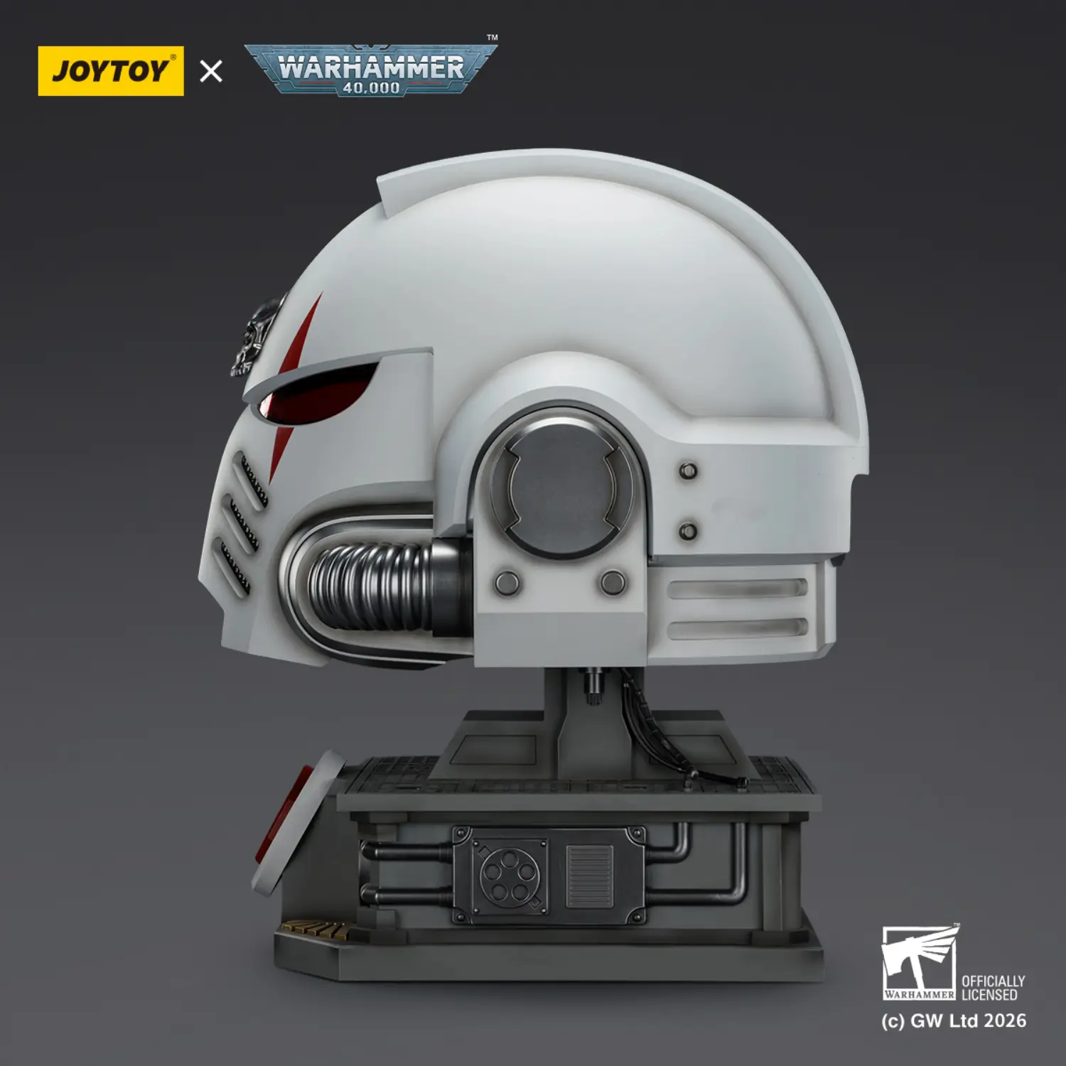 the left side of the Action Figure - JOYTOY White Scars MkX Helmet & Display Stand 1 1 Life-Size Replica - Warhammer 40K the left side of the Action Figure - JOYTOY White Scars MkX Helmet & Display Stand 1 1 Life-Size Replica - Warhammer 40K