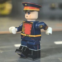 the left side of the Minifigure – Russian Honor Guard Soldier (154th Preobrazhensky Regiment) (LEGO Compatable)