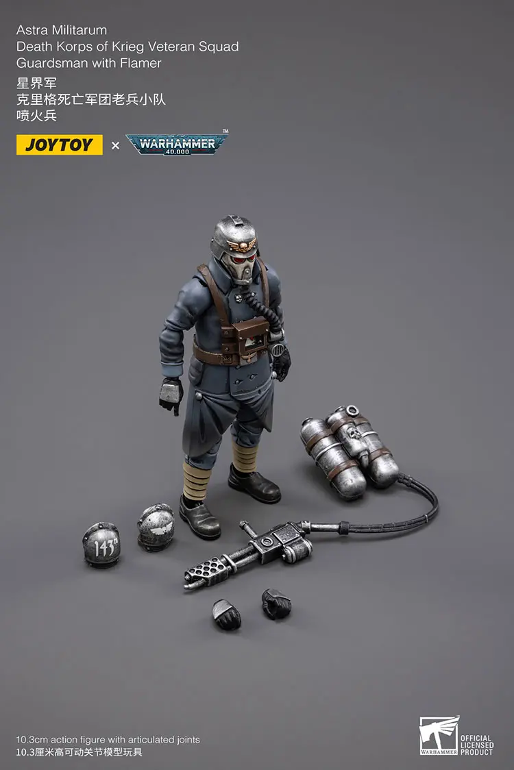 The Parts Of Action Figure Astra Militarum Death Korps Of Krieg Veteran Squad Guardsman With Flamer 1 18 Joytoy Warhammer 40k Rectangle Image