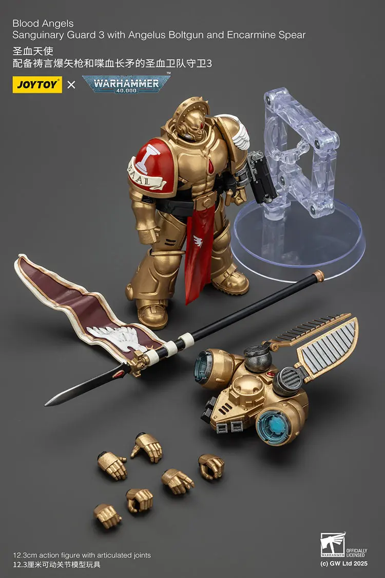 The Parts Of Action Figure Blood Angels Sanguinary Guard 3 With Angelus Boltgun And Encarmine Spear 1 18 Joytoy Warhammer 40k Rectangle Image