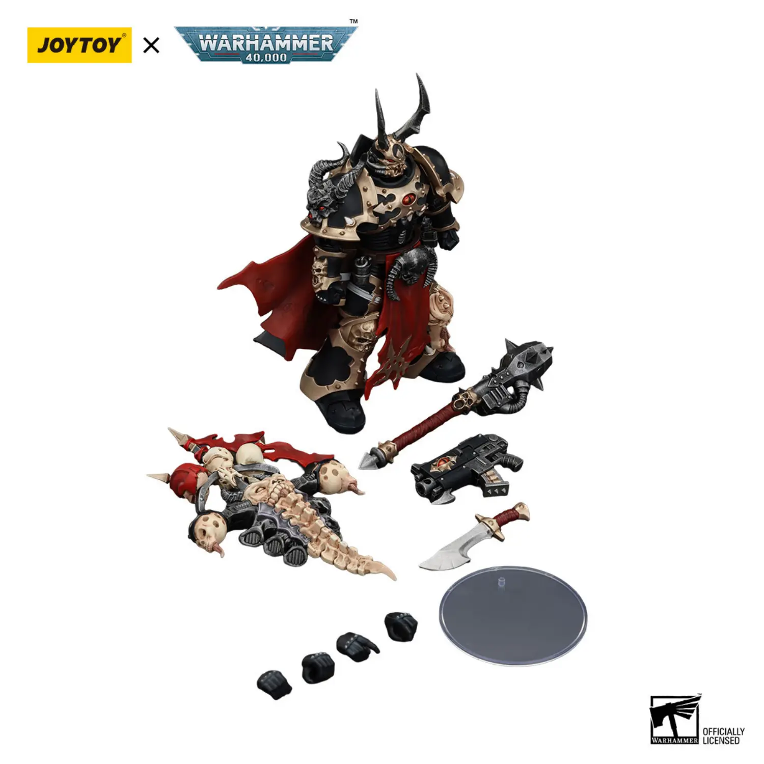 The Parts Of Action Figure Chaos Space Marines Black Legion Chosen Champion With Bolter And Power Maul 1 18 Joytoy Warhammer 40k In White Background