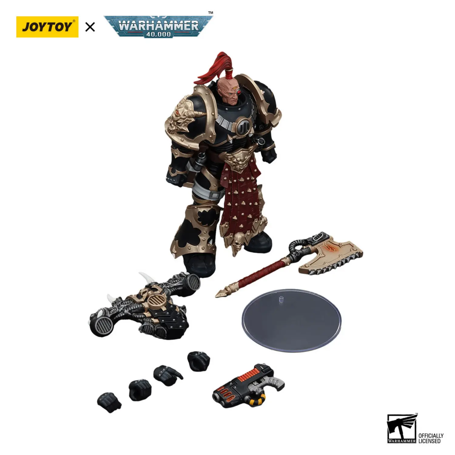 The Parts Of Action Figure Chaos Space Marines Black Legion Chosen With Plasma Pistol And Power Axe 1 18 Joytoy Warhammer 40k In White Bakcground
