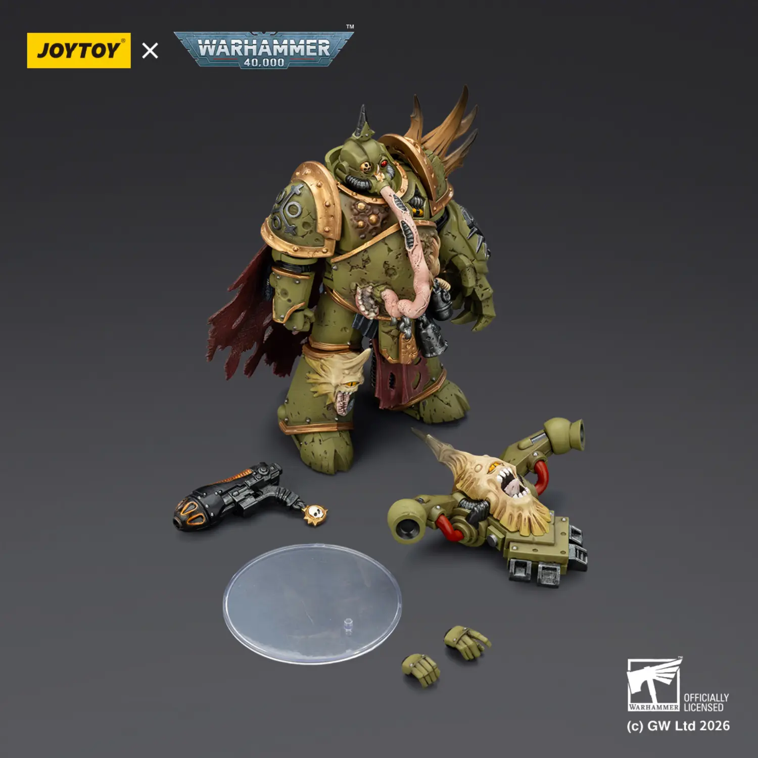 The Parts Of Action Figure Chaos Space Marines Death Guard Plague Marine Champion With Plasma Pistol And Power Fist 1 18 Joytoy Warhammer 40k
