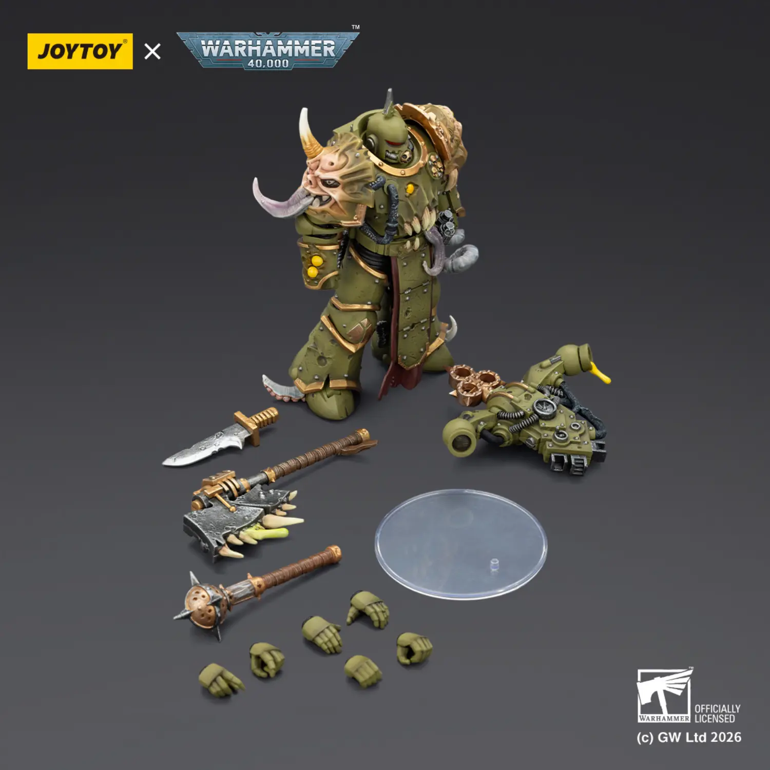 the parts of Action Figure - Chaos Space Marines Death Guard Plague Marine (with Bubotic Axe and Plague Weapons) 1 18 - JOYTOY Warhammer 40K The Parts Of Action Figure Chaos Space Marines Death Guard Plague Marine (with Bubotic Axe And Plague Weapons) 1 18 Joytoy Warhammer 40k