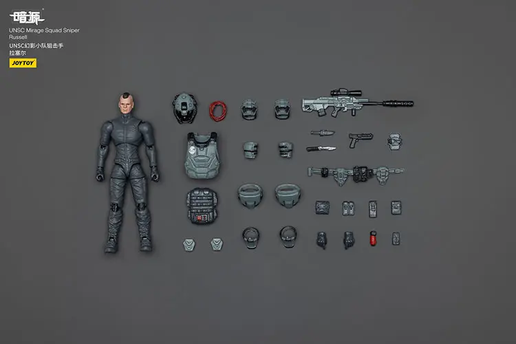 the parts of Action Figure - Dark Source UNSC Mirage Squad Sniper - Russell 1 25 - JOYTOY Dark Source in white background rectangle image The Parts Of Action Figure Dark Source Unsc Mirage Squad Sniper Russell 1 25 Joytoy Dark Source In White Background Rectangle Image