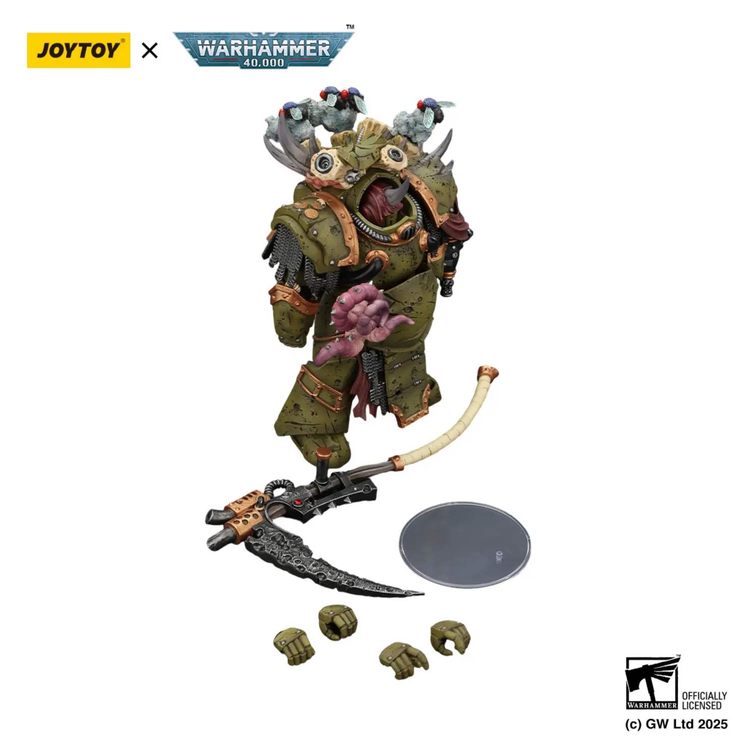 the parts of Action Figure - Death Guard Deathshroud Terminator 2 with Manreaper and Plaguespurter Gauntlet 1 18 - JOYTOY Warhammer 40K in white background The Parts Of Action Figure Death Guard Deathshroud Terminator 2 With Manreaper And Plaguespurter Gauntlet 1 18 Joytoy Warhammer 40k In White Background