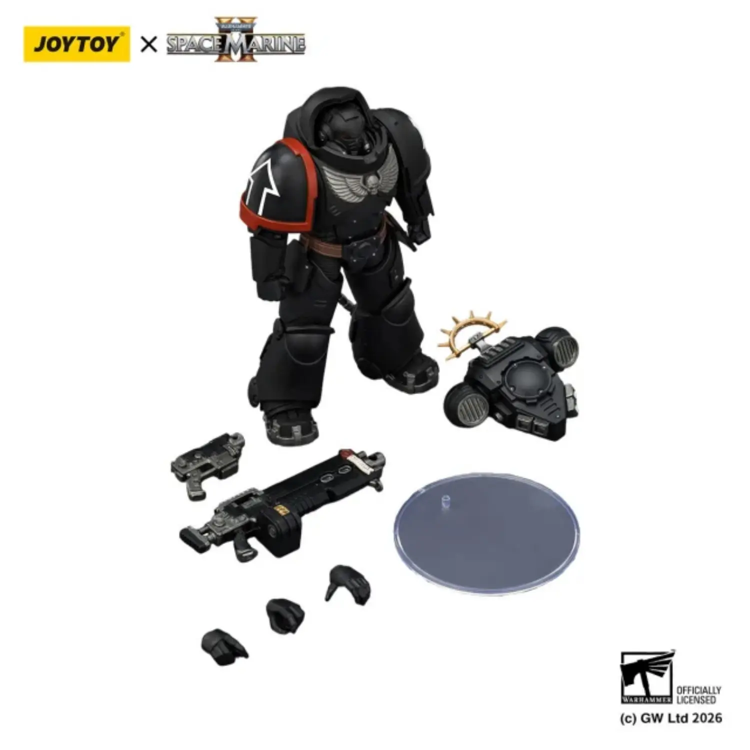 the parts of Action Figure - Game Edition Raven Guard Heavy Intercessor with Heavy Bolt Rifle and Bolt Pistol 1 18 - JOYTOY Warhammer 40K in whtie background The Parts Of Action Figure Game Edition Raven Guard Heavy Intercessor With Heavy Bolt Rifle And Bolt Pistol 1 18 Joytoy Warhammer 40k In Whtie Background
