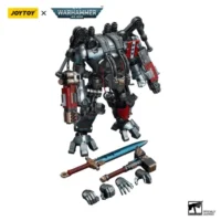 The Parts Of Action Figure Grey Knights Nemesis Dreadknight With The Grey Knight Pilot 1 18 Joytoy Warhammer 40k In White Background