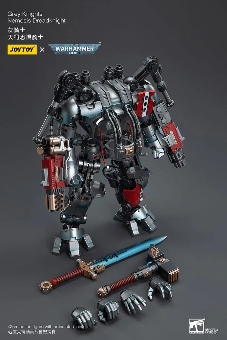 The Parts Of Action Figure Grey Knights Nemesis Dreadknight With The Grey Knight Pilot 1 18 Joytoy Warhammer 40k Rectangle Image
