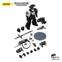 The Parts Of Action Figure Raven Guard Mkvi Tactical Sergeant With Power Sword, Bolter And Plasma Pistol 1 18 Jotyoy Warhammer The Horus Heresy In White Background