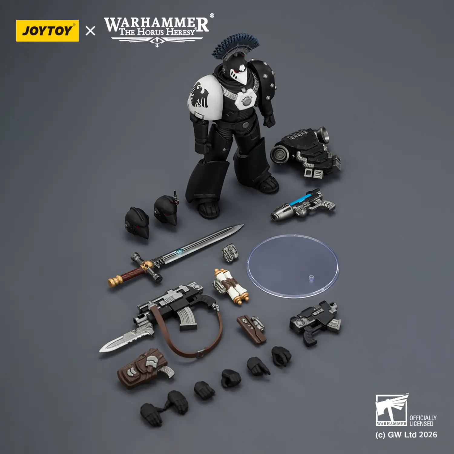 The Parts Of Action Figure Raven Guard Mkvi Tactical Sergeant With Power Sword, Bolter And Plasma Pistol 1 18 Jotyoy Warhammer The Horus Heresy