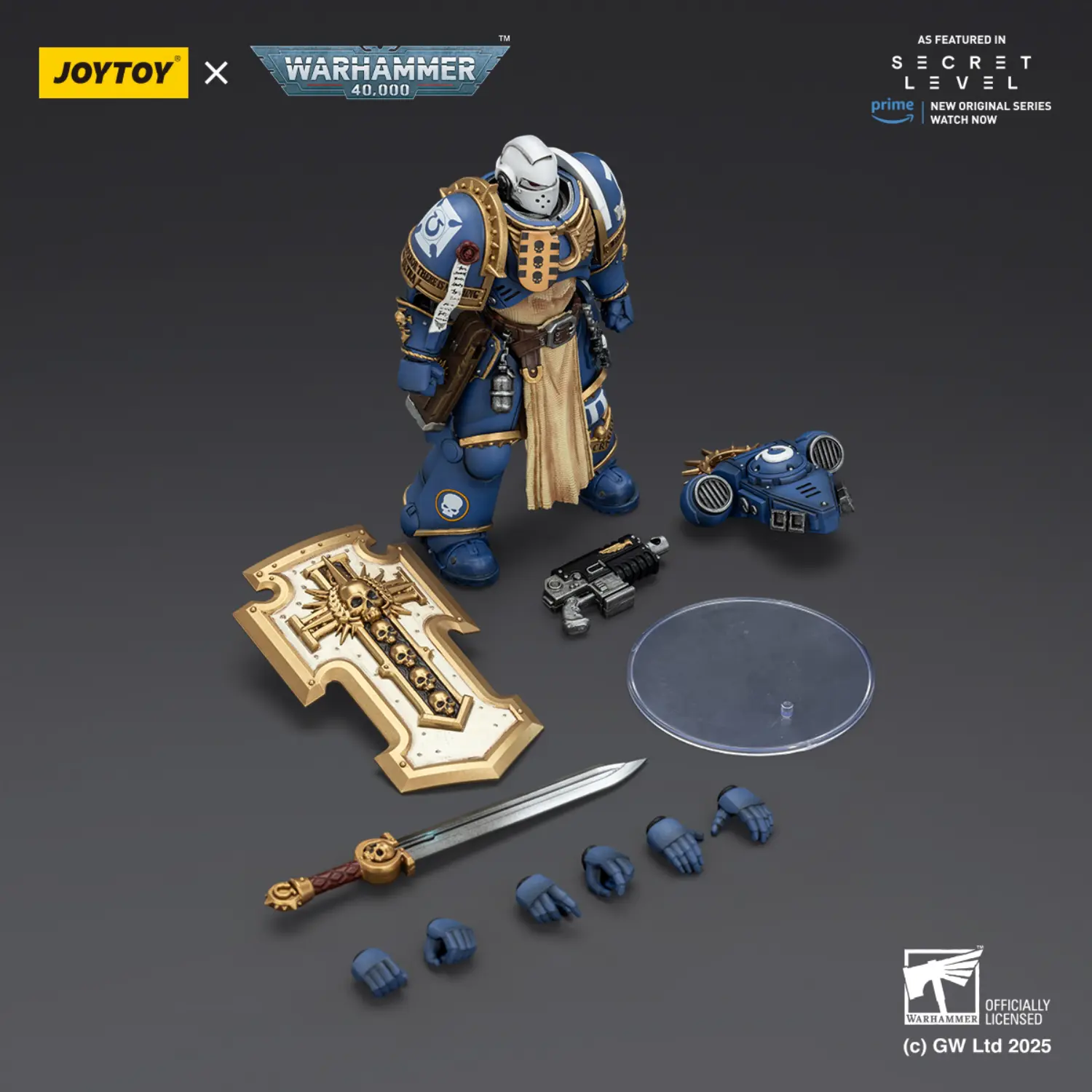 the parts of Action Figure - Ultramarines Levantus with Power Sword, Stormshield and Bolt Pistol 1 18 - JOYTOY Warhammer 40K The Parts Of Action Figure Ultramarines Levantus With Power Sword, Stormshield And Bolt Pistol 1 18 Joytoy Warhammer 40k