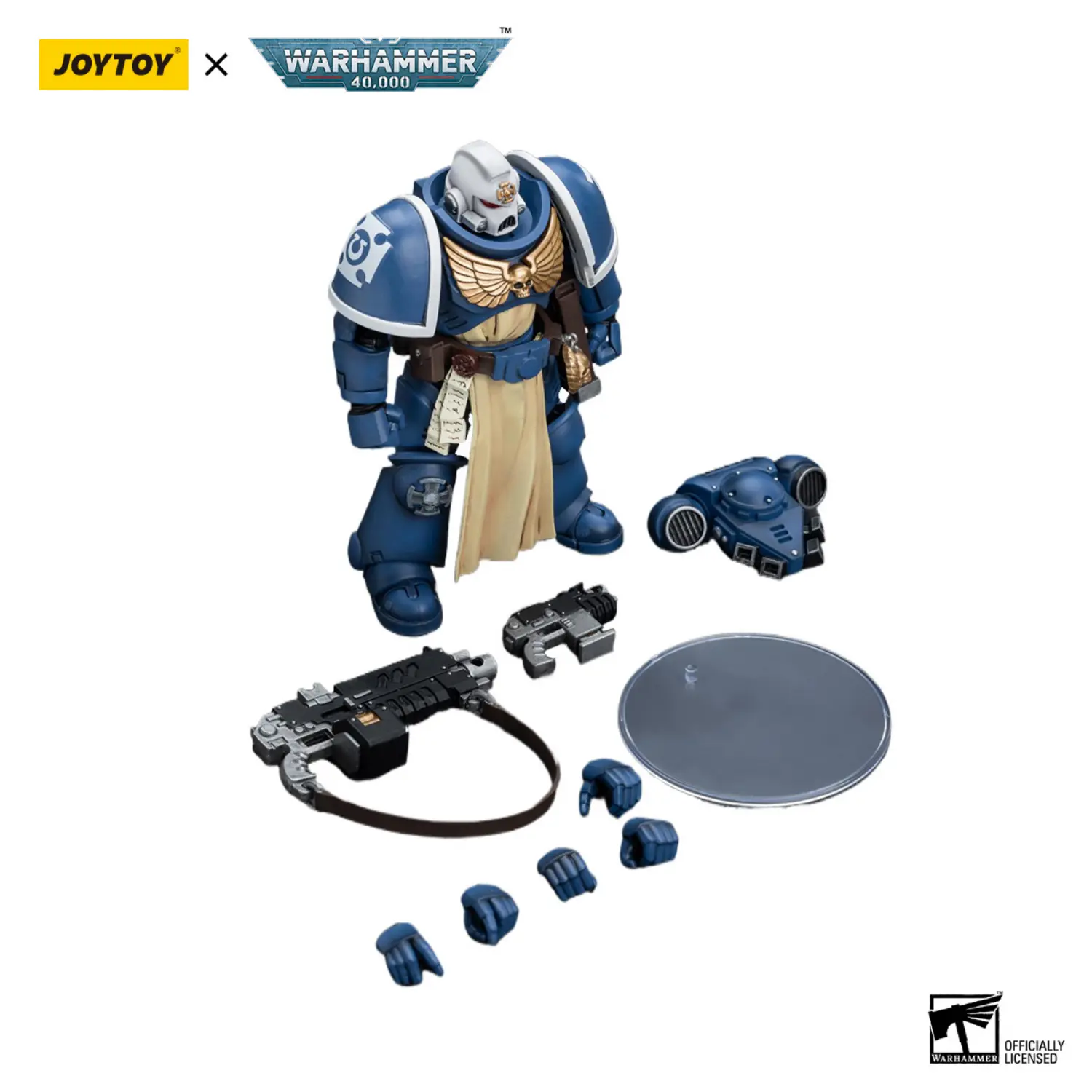 the parts of Action Figure - Ultramarines Sternguard Veteran with Auto Bolt Rifle 1 18 - JOYTOY Warhammer 40K in whtie background The Parts Of Action Figure Ultramarines Sternguard Veteran With Auto Bolt Rifle 1 18 Joytoy Warhammer 40k In Whtie Background