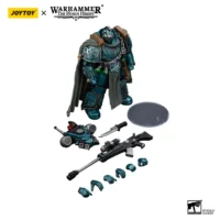 The Parts Of The Action Figure Alpha Legion Exodus 'the One Who Is Many' With Sniper Rifle And Power Dagger 1 18 Jotyoy Warhammer The Horus Heresy In White Background