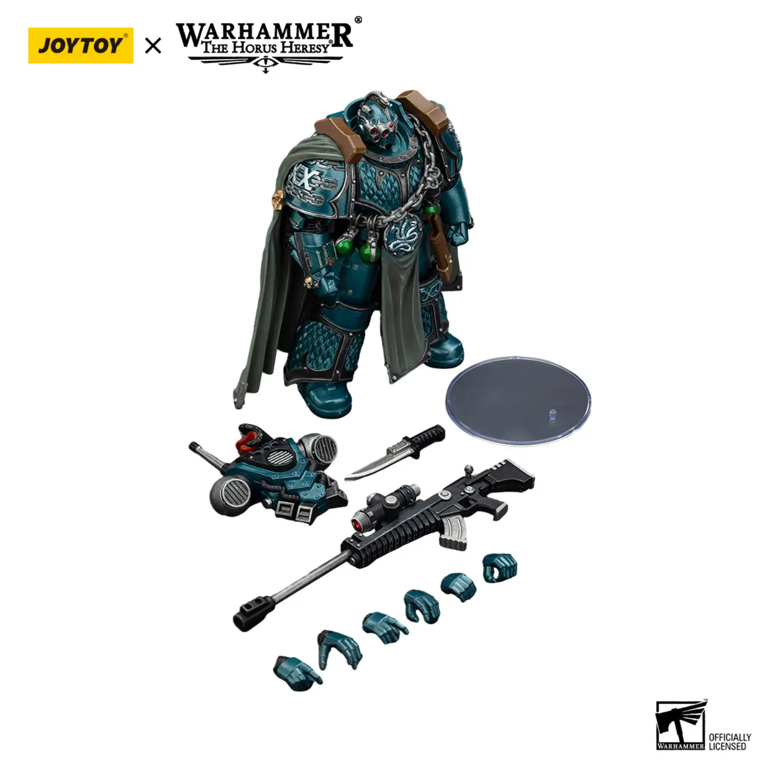 The Parts Of The Action Figure Alpha Legion Exodus 'the One Who Is Many' With Sniper Rifle And Power Dagger 1 18 Jotyoy Warhammer The Horus Heresy In White Background